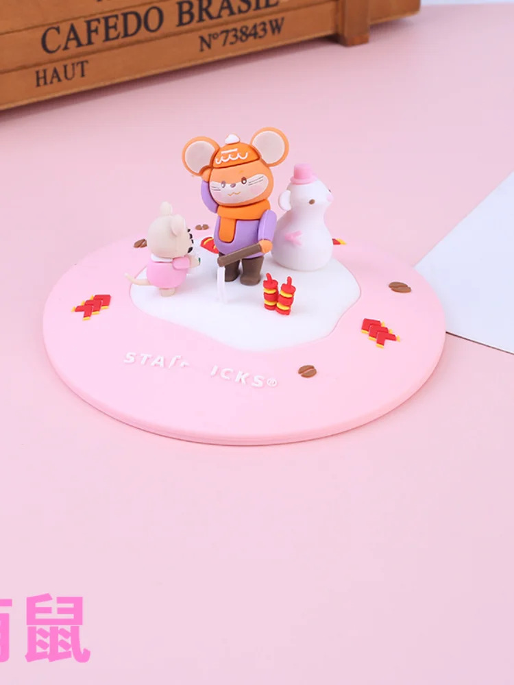 Creative Coffee Drip Cup Cover PVC Cartoon Doll Plastic Teacup Silicone Three-dimensional Custom-tailor Personality Fashion