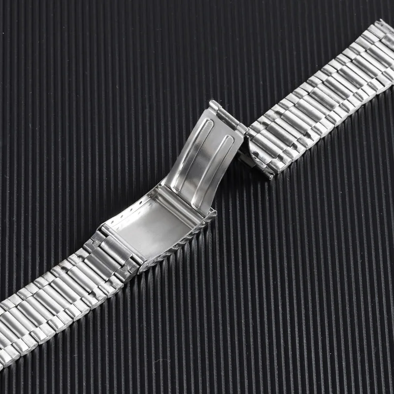 Elegant Silver and Gold Stainless Steel Folding Buckle Watch Band Strap with 3-Bead Design