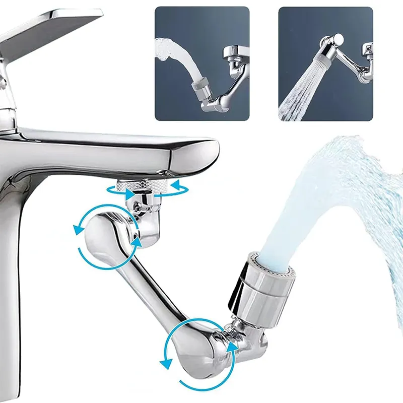 1080° Universal Rotation Faucet Extender Dual Mode Sprayer Head Kitchen Robot Arm Extension Taps Bathroom Swivel Faucet 1