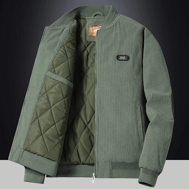 

Large Size 7XL New Autumn Winter Stand Collar Slim Jacket Men Fashion Casual Warm Corduroy Outwear Men Thick Cotton Jacket Coat