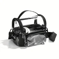 Professional Makeup Brush Holder - Large Clear Waterproof Cosmetic Organizer Bag with Adjustable Strap and Dividers for Easy Acc 1