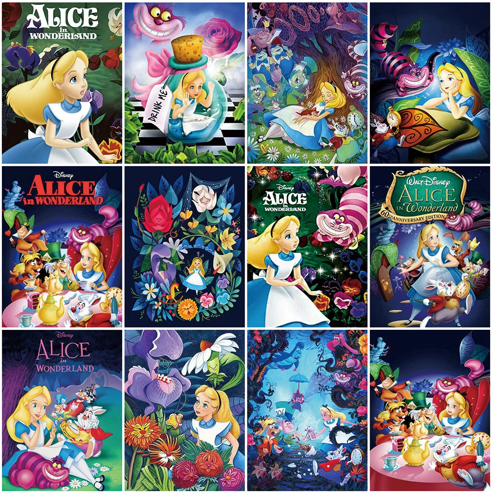 krom Uittreksel houder Disney Schilderen Door Numbers Alice In Wonderland Tekening Nummers Bloem  Verf Kit Voor Volwassenen Canvas Cartoon Handgemaakte Cadeau| | - AliExpress