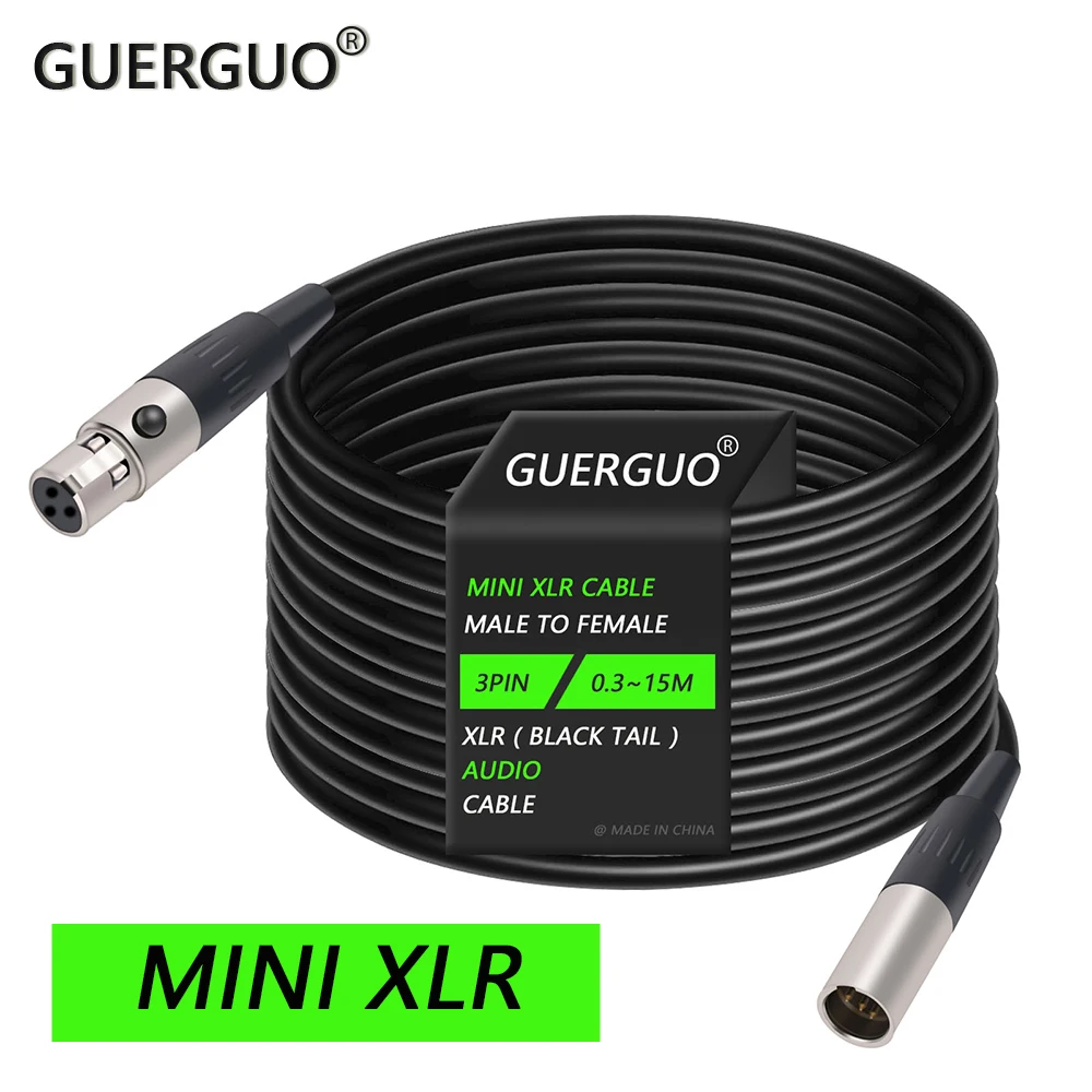 

3/4/5/6Pins Mini-XLR Male to Mini-XLR Female Audio Microphone Connector Shure Type Shielded Cable Soldering Straight 0.3m-15M
