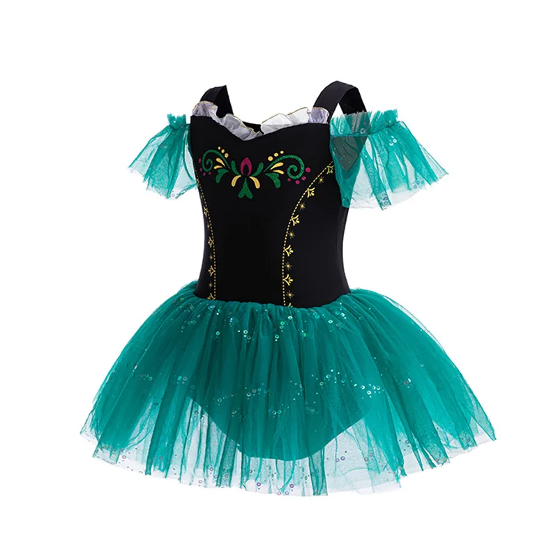 Ballet Dress Girls Dance Costumes Tutu Skirt Little Girls Sweet Princess Anna Costume Kids Ballet Practice Puffy Tulle Tutu Dress