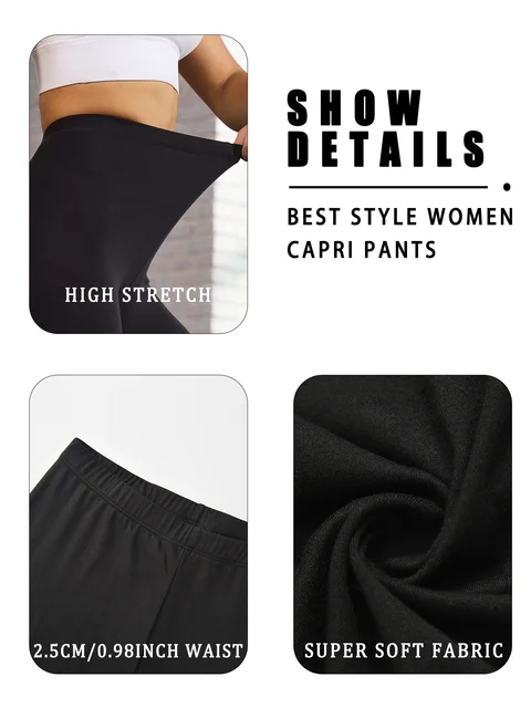 Women Athletic Capri Pants Super Soft No See Through Leggings for Workout Yoga Running 4