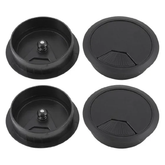 

Computer Desk Plastic Grommet Wire Hole Cap Cable Cover 80mm Black 4 Pcs