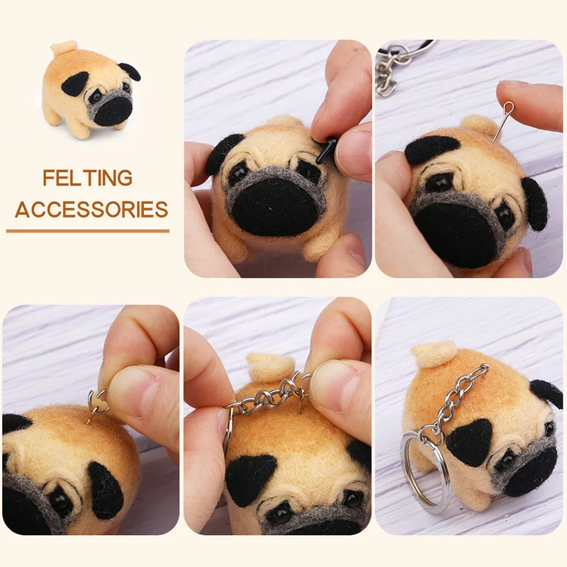 Needle Felting Kit Wool Felting Kit Non-Finished Dog Cat Wool Felting Material Package For Doll Toy Handmade DIY Craft For Child Gift