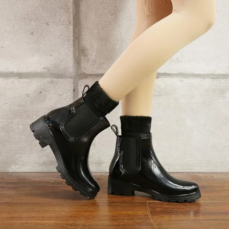 Comemore 2022 Galoshes Women Ankle Rain Boots Women's Adult Water Boot  Outdoor Rubber Water Shoes Female Black Botas De Mujer - AliExpress