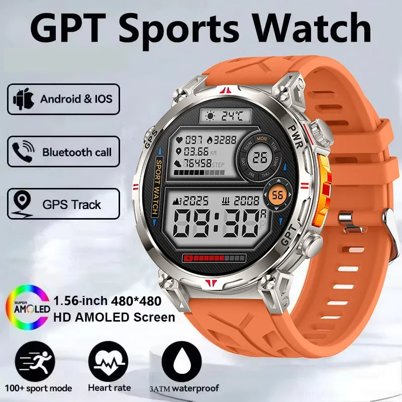 Smartwatch GPS con Bussola, Monitoraggio Frequenza Cardiaca e Ossigeno nel Sangue, Fitness Tracker Impermeabile per Sport, Chiamate Bluetooth