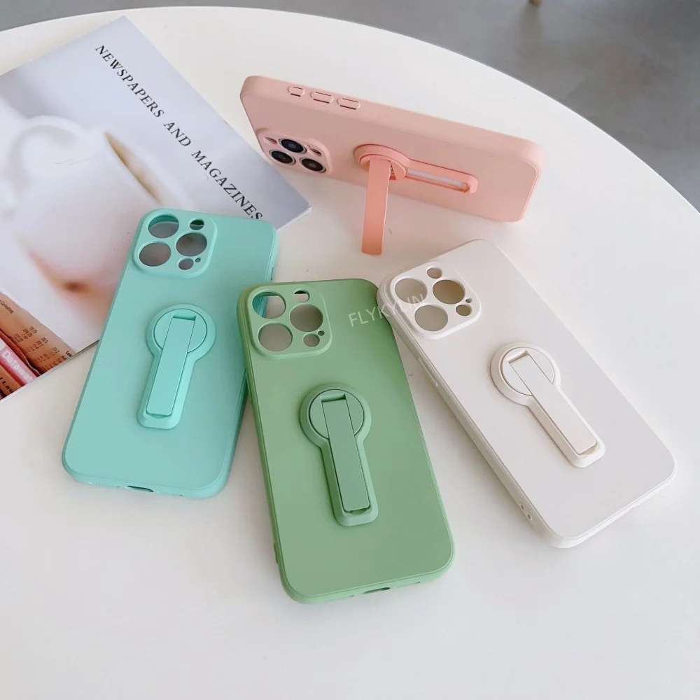 Luxury Hidden Folding Bracket Stand Matte Silicone Phone Case