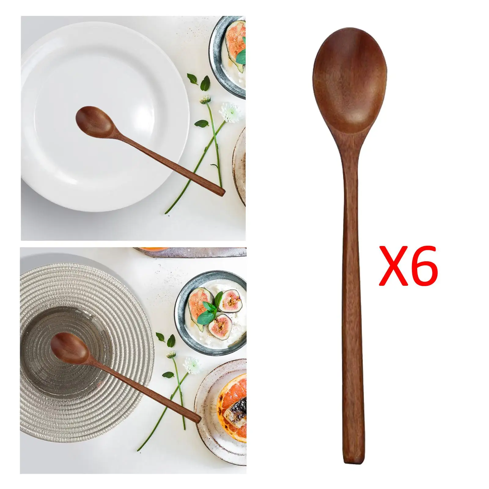 6Pcs Small Wooden Spoon Salt Sugar Spices Seasoning Cooking Stirring Spoons