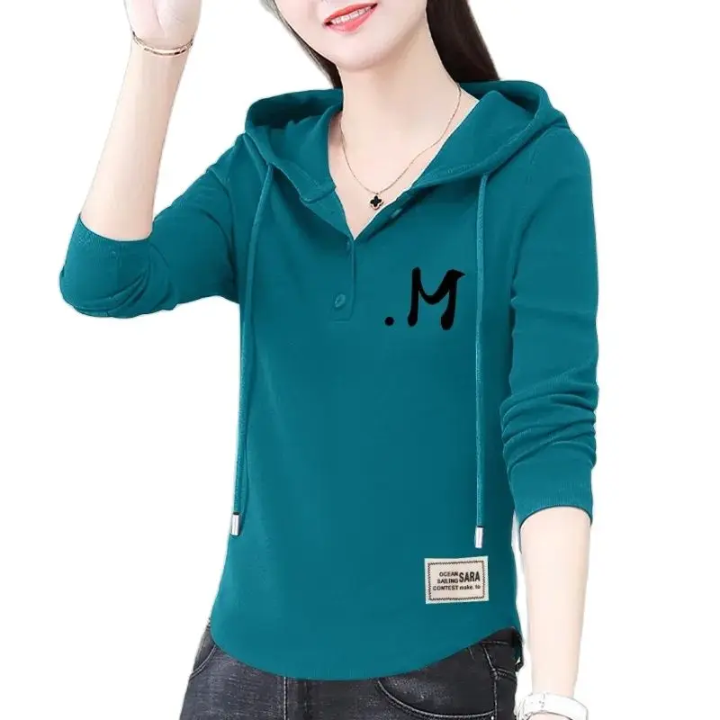

Fashion Hooded Sweater Long Sleeve T-shirt Female 2023 Spring And Autumn New Slim Elegant Blouse Casual Slim Ladies Hoodie Tide.