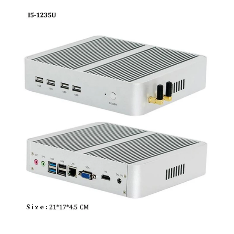 12th/13th Gen Fanless MINI PC i5-1235U/i5-1334U/i7-1255U TMP 2.0 win11 10Core 12Threads DDR4  MAX 64GB windows 11 Freeshipping 3
