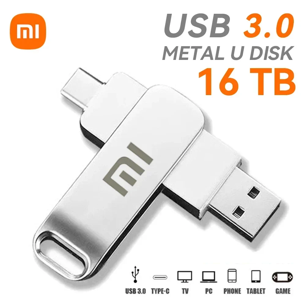 Xiaomi 2Tb Usb 3.0 Flash Drive Pen Drive Ad Alta Velocità 1Tb Metallo Impermeabile 16Tb Usb Drive Memoria Flash Disk Type-C Adattatore Nuovo