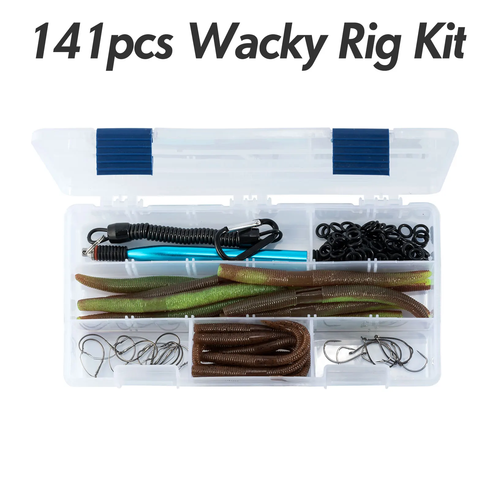 141pcs Wacky Rig Kit Weedless Hook Fishing Lure Plastic Shad Worm