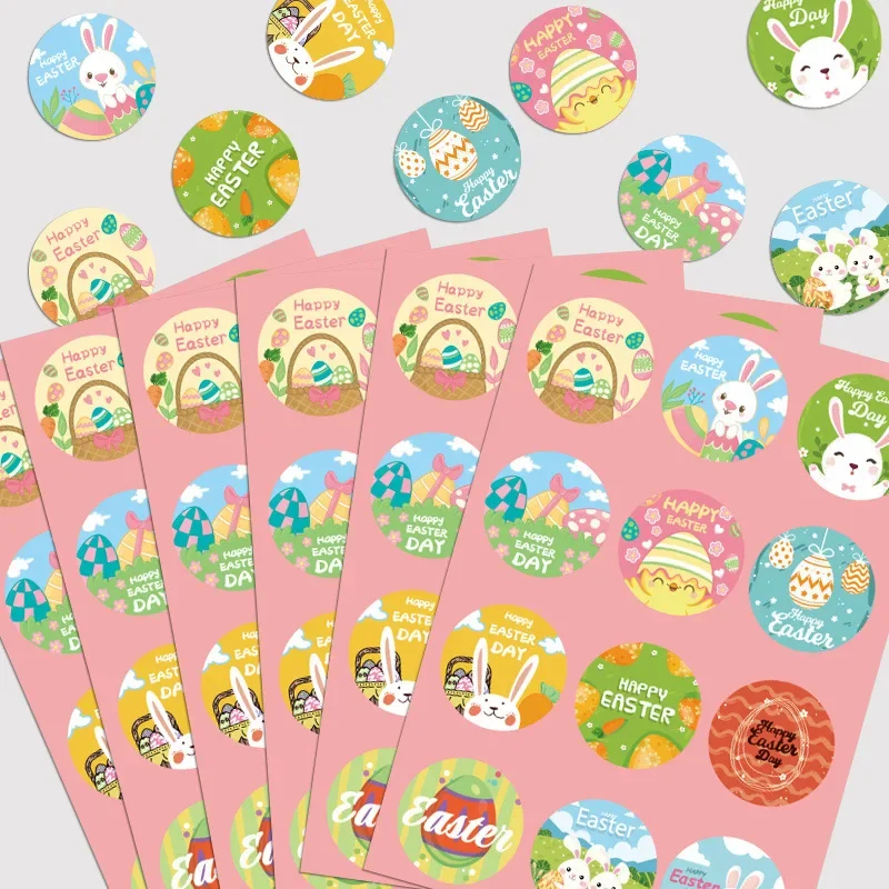 4 Sheets Easter Bunny Egg Sticker DIY Party Envelope Gift Decoration Sealing Label Sticker Stationery