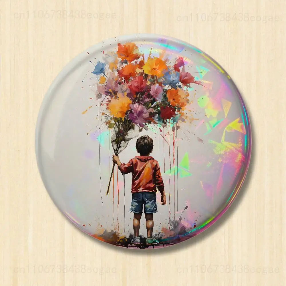 Street Graffiti Art Round Cosplay Pin - Unique Collector's Brooch Souvenir Badge Gift