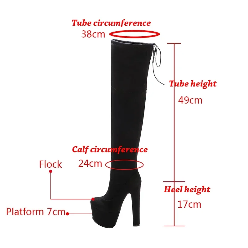 Women High Heel Boots Platform Over The Knee 17CM High Heels Patent Leather Long Boots Women Winter