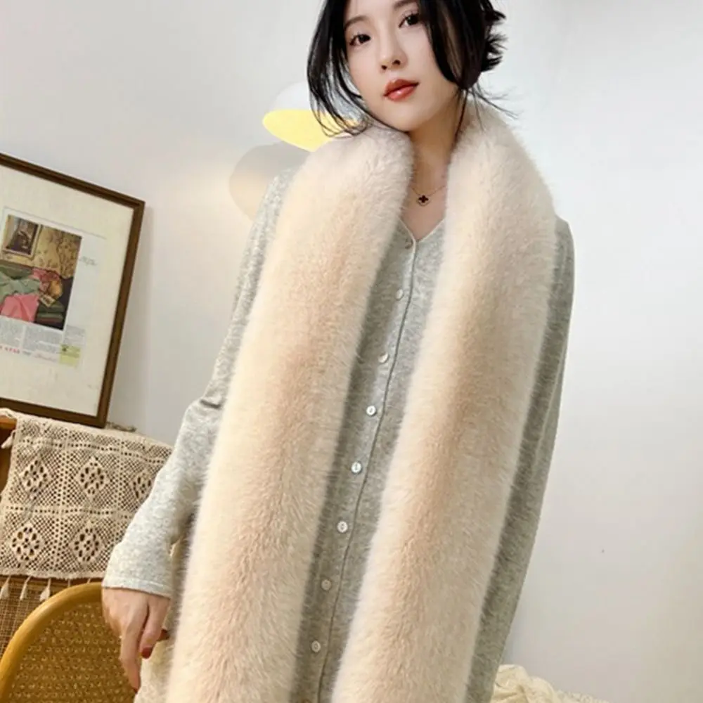 Faux Fur Long Scarf Thick Fluffy Plush Neck Warmer