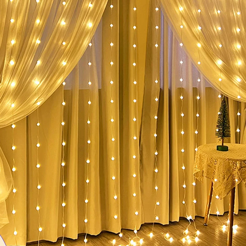 Description Picture 4 of item6/4/3M LED USB/Battery Curtain String Fairy Lights Christmas Garland Remote For New Year Party Garden Home Wedding Decoration