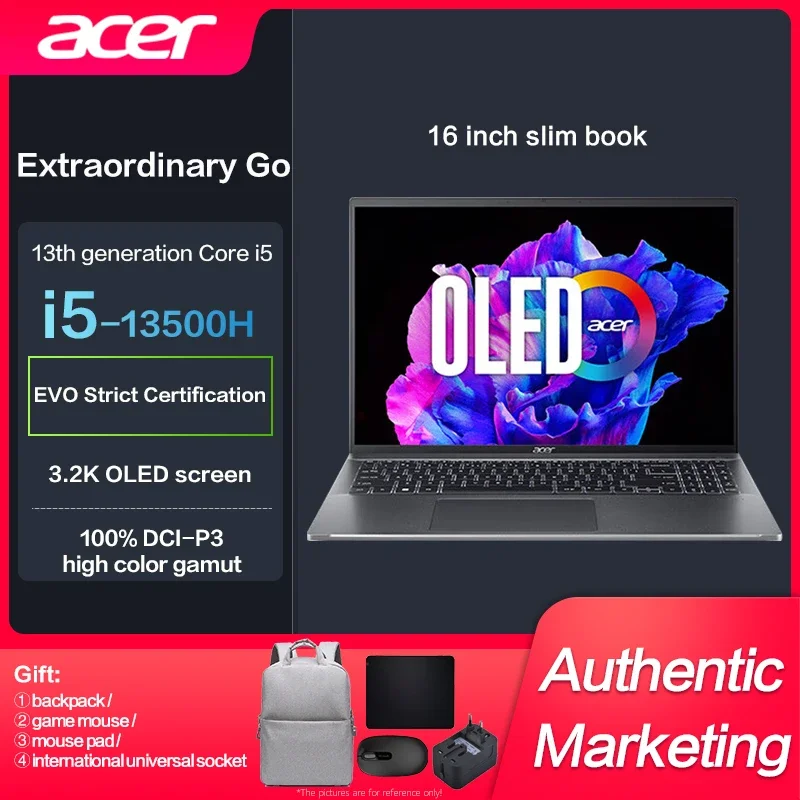 

New Genuine Acer Extraordinary Go 2023 Slim Laptop Intel I5-13500H Iris Xe 16-inch IPS Full Screen OLED 3.2K Notebook