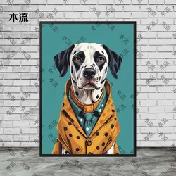 Cartoon Dog Suit Portraits - Humorous Poster Wall Art Canvas for Living Room Decor (Unframed) (D)