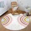 Colorful Round Rug for Nursery Rainbow Washable Rug for Playroom Kids Rug Non-Slip Bedroom Carpet for  Teepee Princess Castle 1