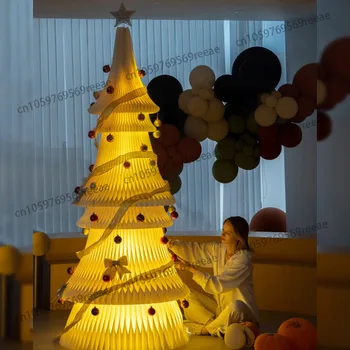 Christmas Large Christmas Tree Ornament 2m High Paper Folding White Christmas Tree Decoration Window Glowing Ornament