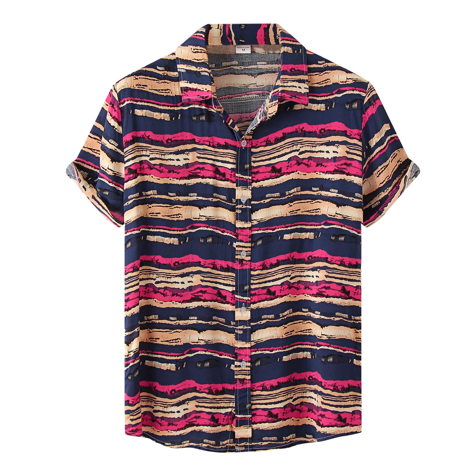 

Vintage Street Men Shirts Male Summer Casual Hawaii Shirt Abstract Print Short Sleeve Top Turn Down Collar Shirt Gothic Clothes