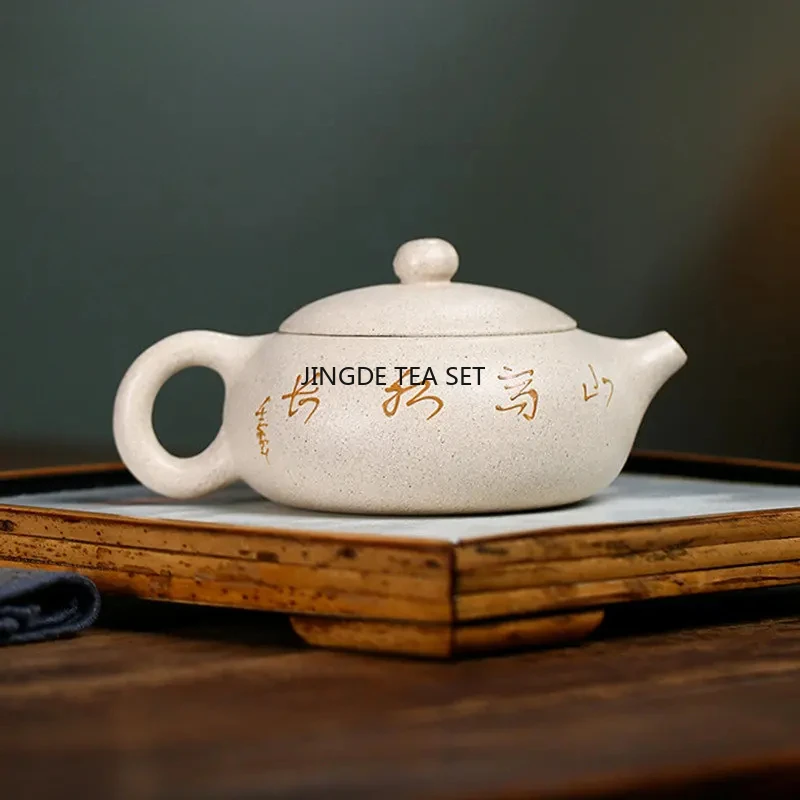 180ml Yixing Yixing Purple Clay Teapot Raw Mineral White Mud Hand Painted Follicle Teapot Business Gift