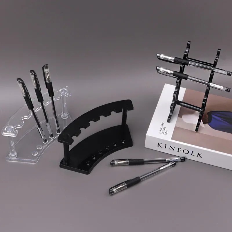 Plastic Transparent 6 Slot Pencil Pen Spoon Jewelry Display Holder Stand Rack Pen Holders Desk Accessories pen holder desk organizer pen and brush holder
