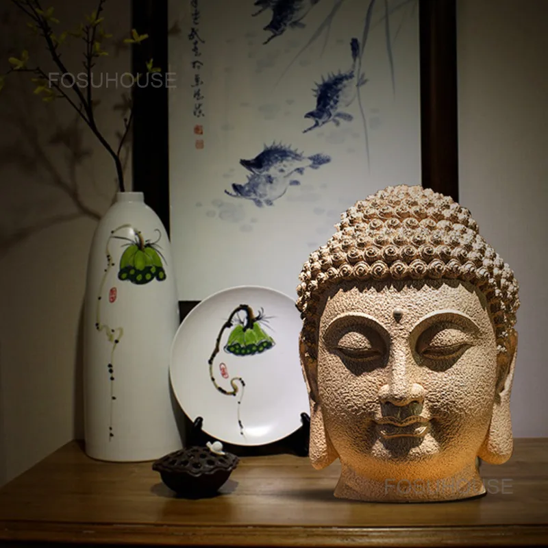 expositie Afstotend diefstal Nieuwe Chinese Art Grote Barmhartige Boeddha Hoofd Standbeelden Home Decor  Zen Decoratie Veranda Gang Sculpturen Boeddha Decoratie| | - AliExpress