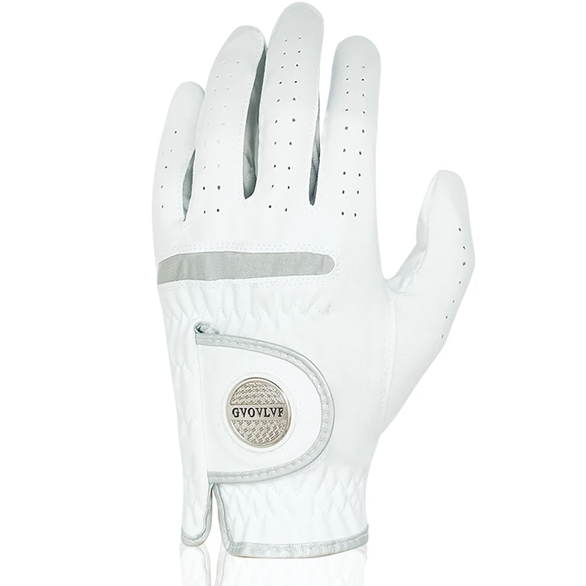 1pc Men's Golf Gloves Micro Soft Fabric Breathable With Magnetic Marker Replaceable White Glove golf gloves