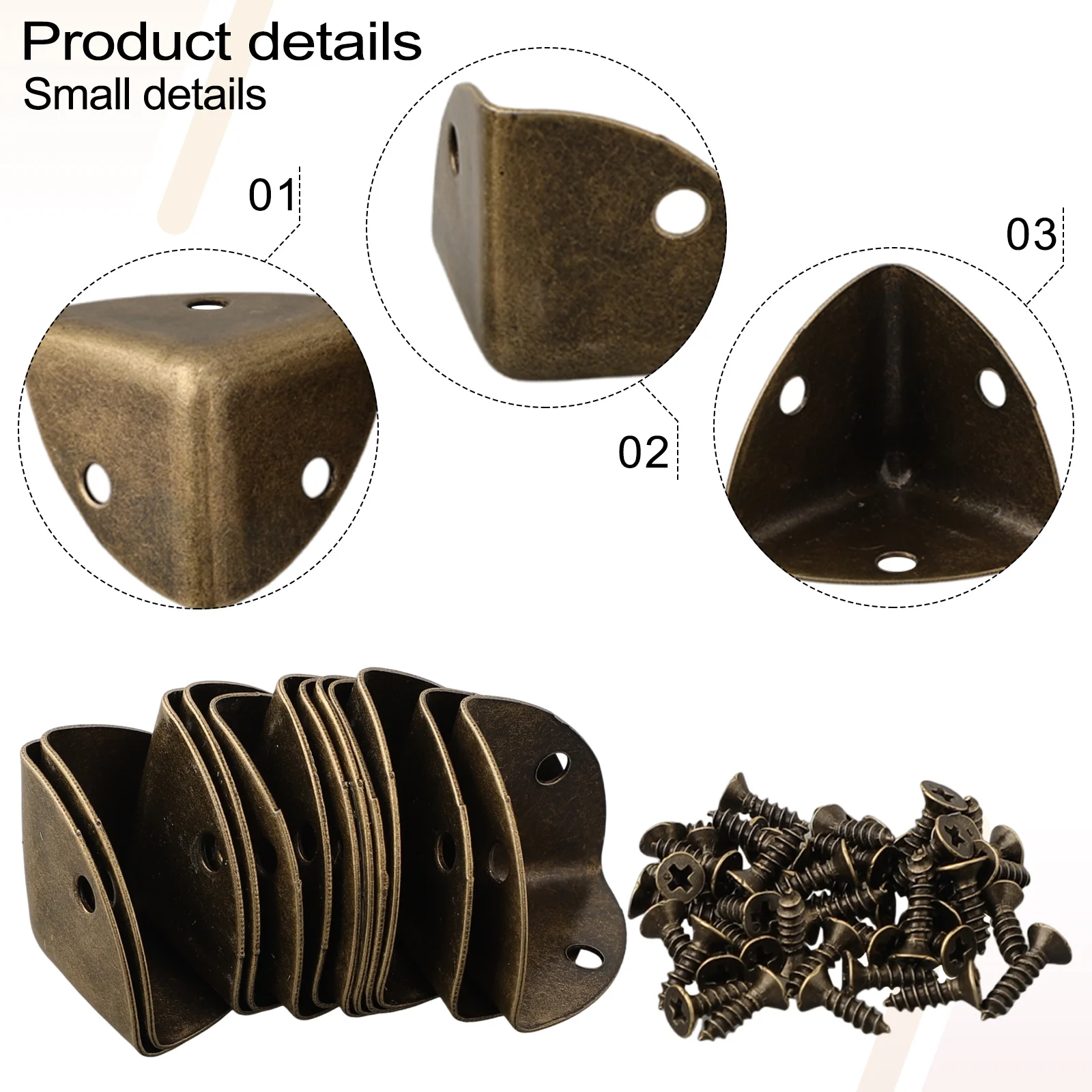 Description Picture 3 of item12Set Decorative Metal Jewelry Chest Gift Box Wooden Case Edge Corner Protector Retro Tin Wooden Box Packaging Corner With Screw