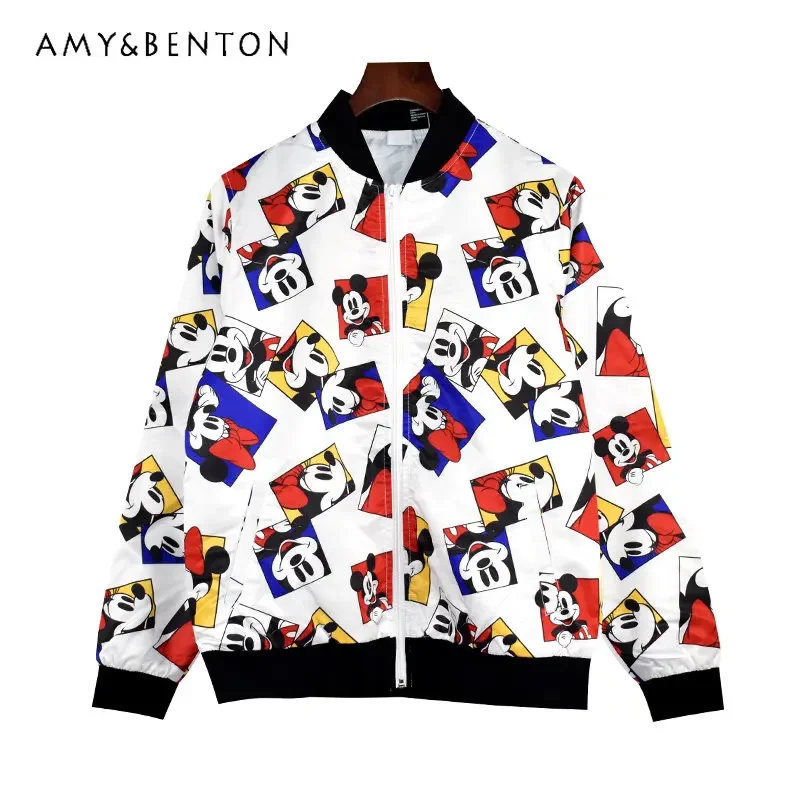 Potdemiel Women's Naist Printed Cartoon Coats Spring Autumn Thin Baseball Uniform Jacket New Ladies Fashion Trend Bomber Jackets