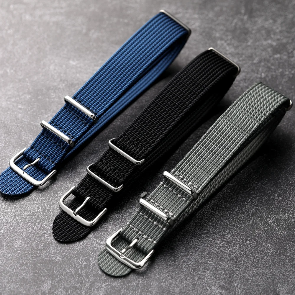 Ribbed Nylon Watch Strap - Durable Military-Inspired Watchband Accessory
