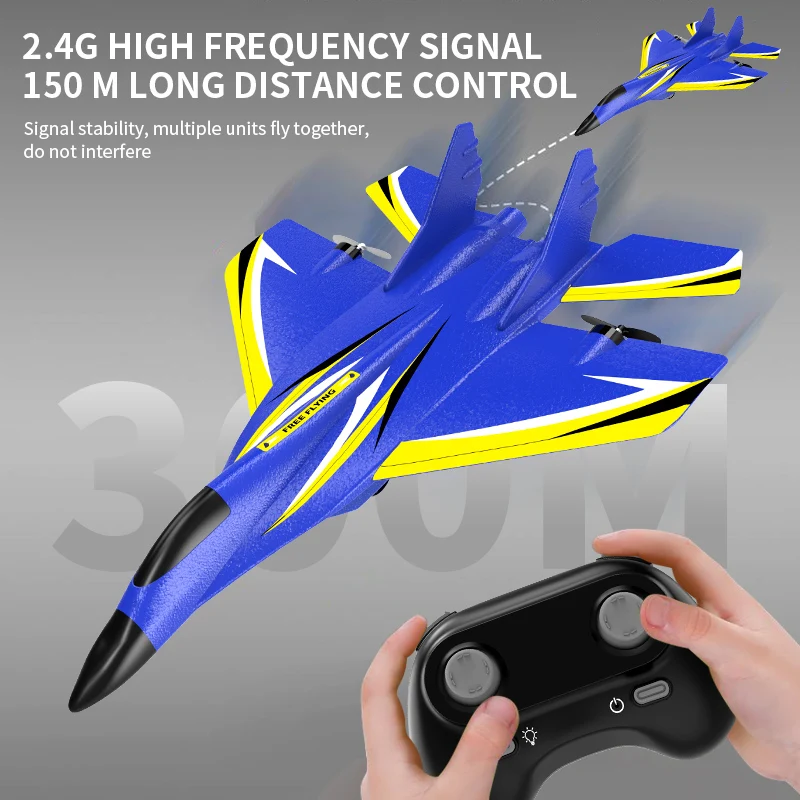 Foam Aircraft DWi RC Foam Aircraft Plane 2.4G Radio Control Glider Remote Control Fighter Cool Lighting Plane Glider Airplane Foam Boy Toy