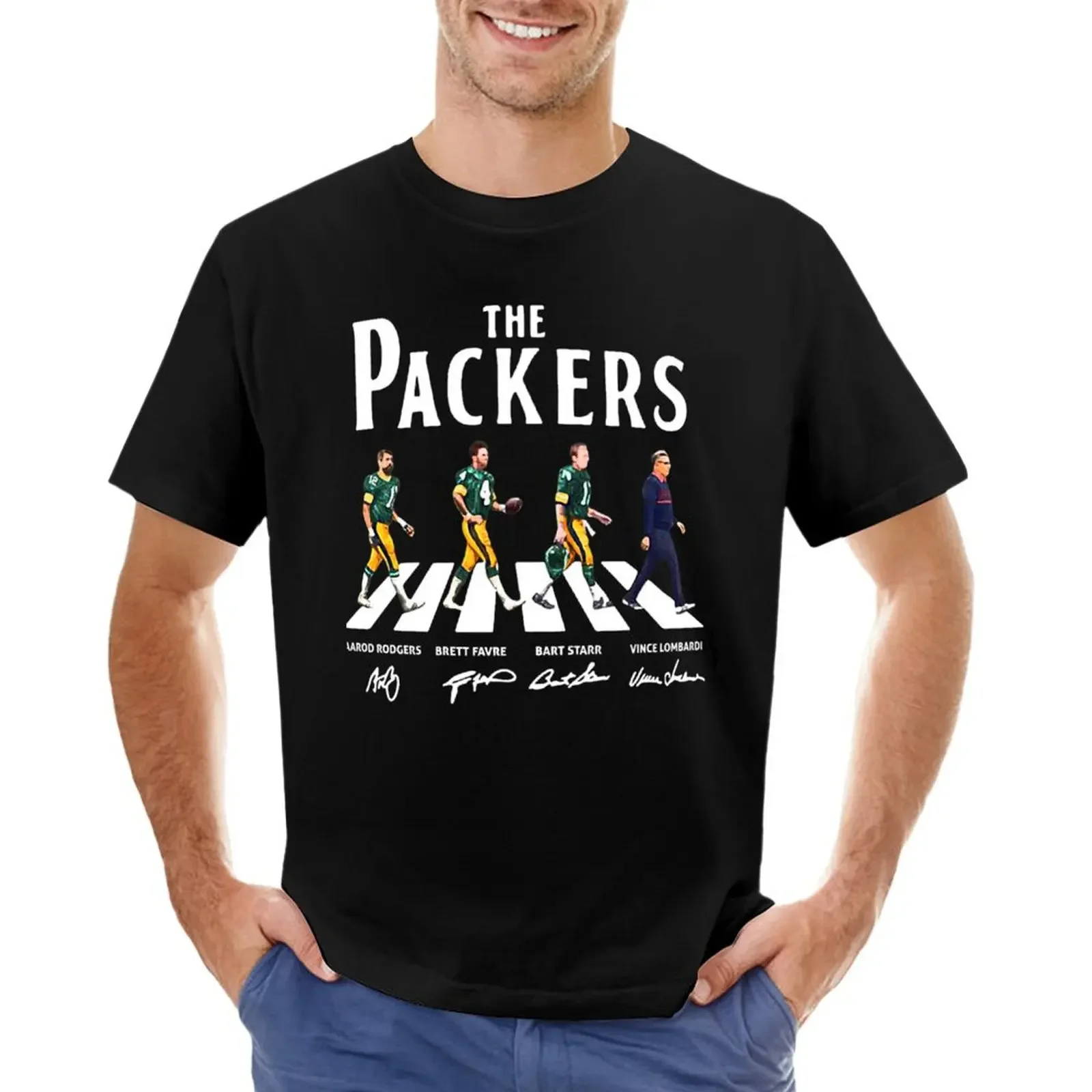 The Packers Abbey Road Signature T-Shirt Blanks Sweat Mens Graphic T-Shirt Hip Hop