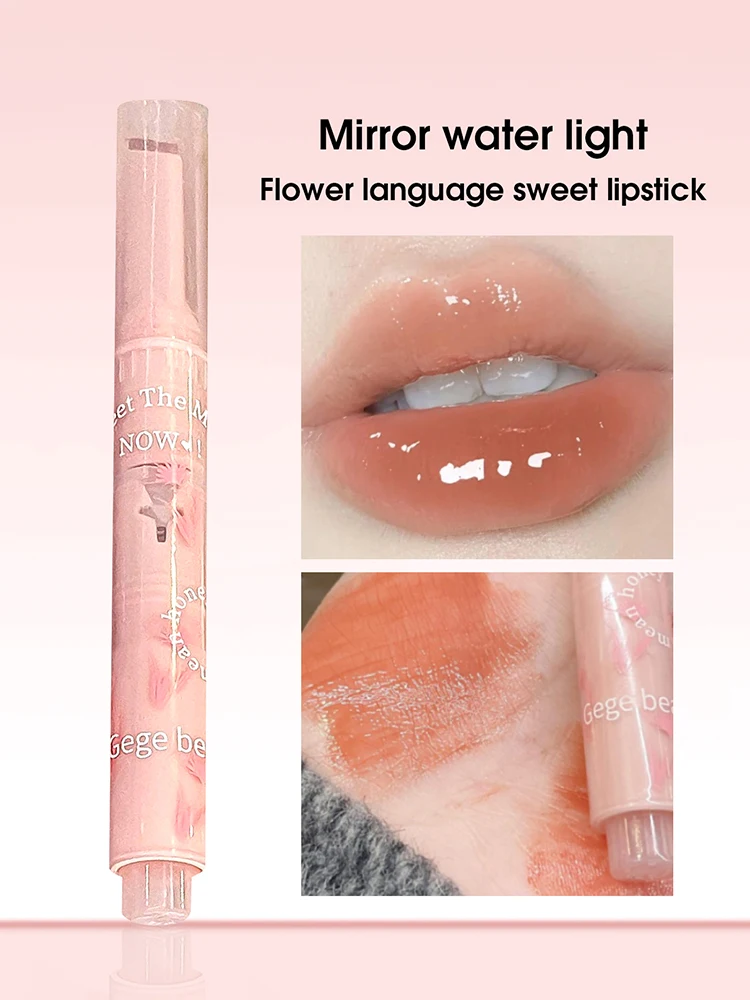 Lip Gloss Gege bear flower words honey lipstick moisturizing mirror jelly love pen