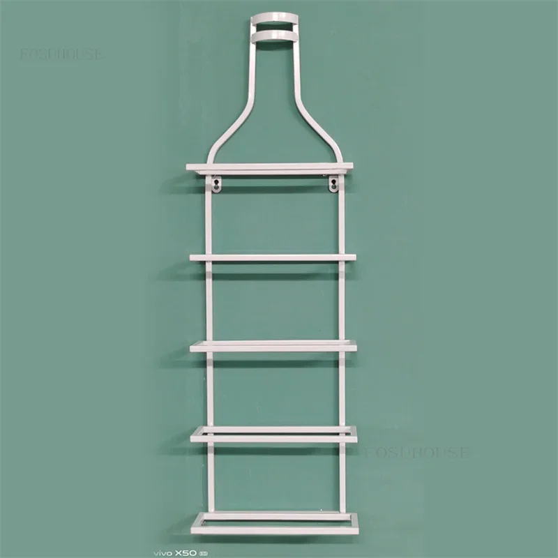 European Style Wrought Iron Restaurant Wall Mounted Wine Rack Creative Household Bar Cabinets Apartment Cafe Wine-bottle Holders