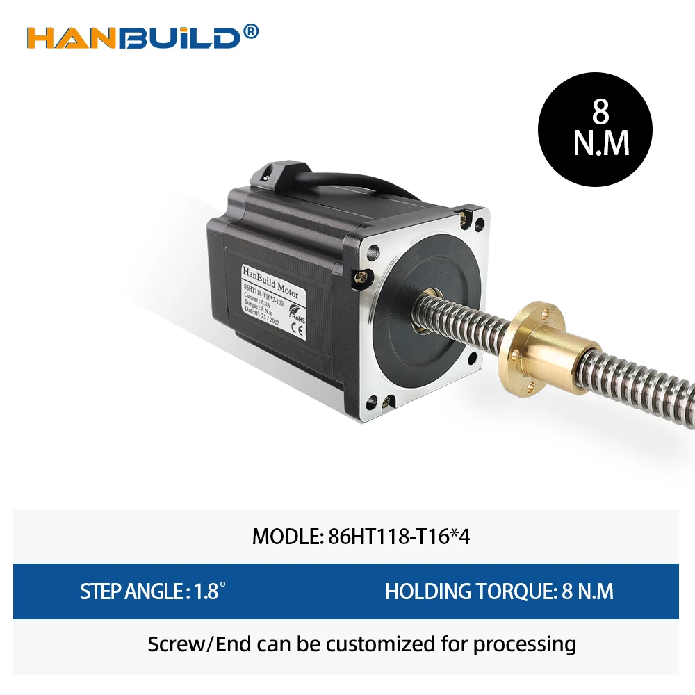 Nema34 phase2 8N.M 6.0A 86HT118-T16 나사 모터 100-500MM nema34 1.8도 118MM 3D 프린터 모니터 장비용
