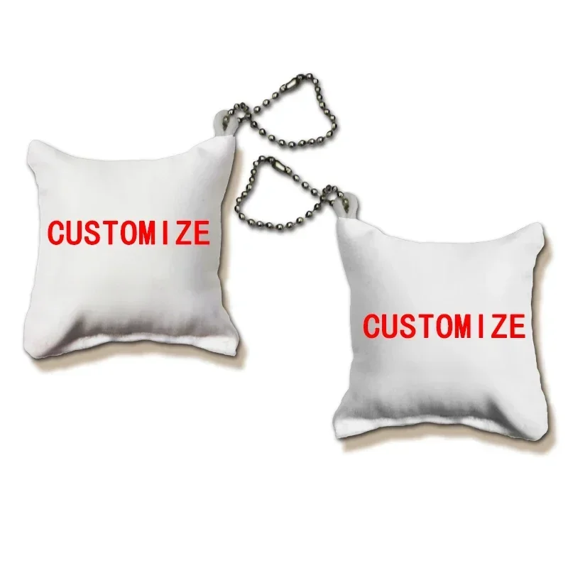 

5 pieces Customize Mini Pillow with Keychain Soft Custom Print Square Pendant Logo Photo Decorate for Bag Cute Gift Dropshipping