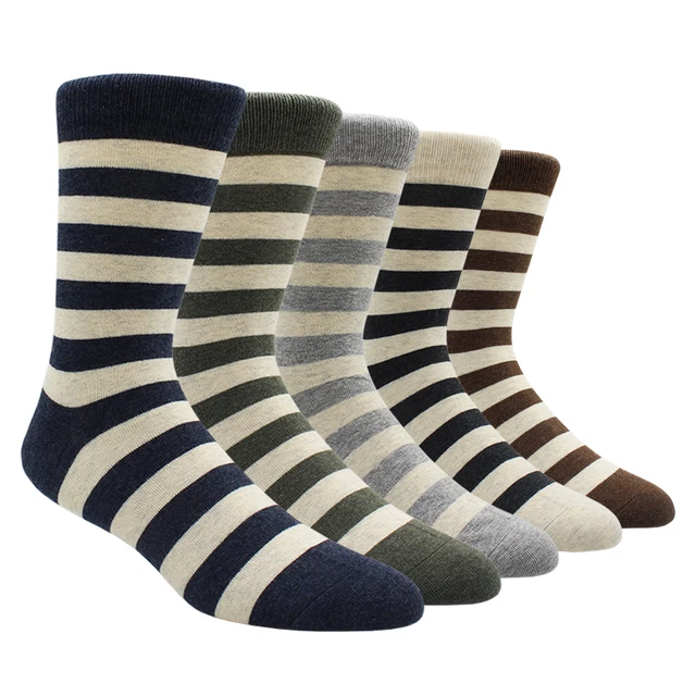 Size 41-48 Casual Fashion Cotton Funny  Long Women&Men Socks Contrast Color Rainbow Larger Size Stripe Socks for Men 5 Pairs- NY012