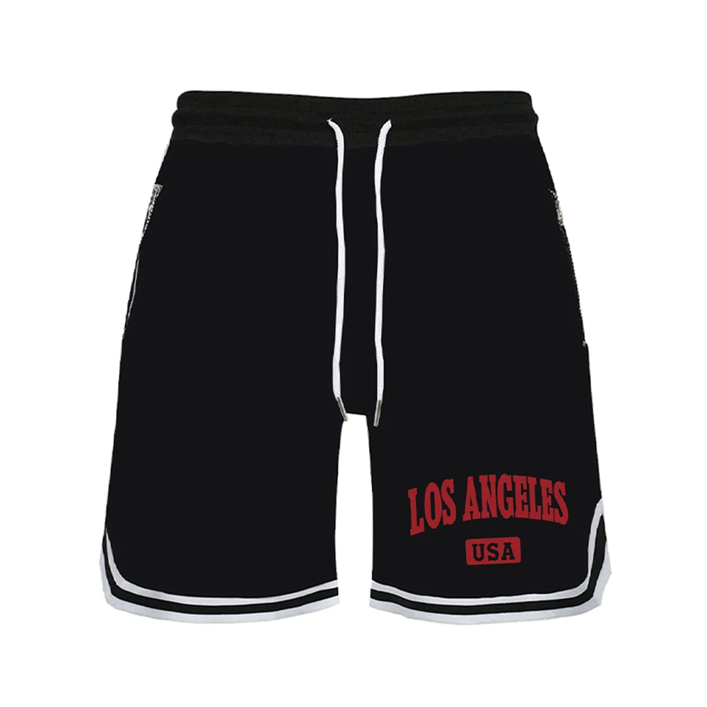 Sports Shorts Men's Letters Printed Basketball Quick Drying Stretch Mesh Three-Quarter Pants Drawstring Casual Breathable Short