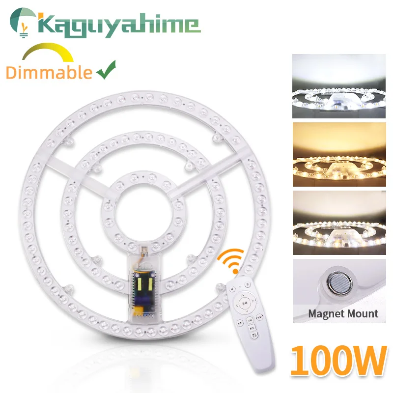 Kaguyahime Remote Control Magnet LED Ceiling Light Ring Panel Dimmable Magnetic Ceiling Replacement Light 12W 18W 24W 48W 100W