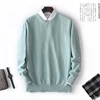 DjzDsm 100% Merino Wool Knit Sweater V-Neck Solid Color Pullover For Men's Autumn And Winter New Long Sleeved Basic Sweater 1