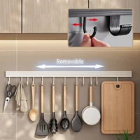 Wall Mounted Kitchen Hook Rack No-Punching Wall Hangers Rail Kitchen Utensils Rack Spoon Shovel Chopping Board Storage Rack 2