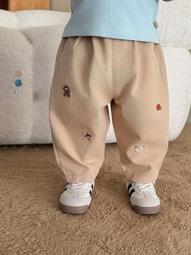 Girls Casual Autumn Pants Cute Embroidery Kids Jeans