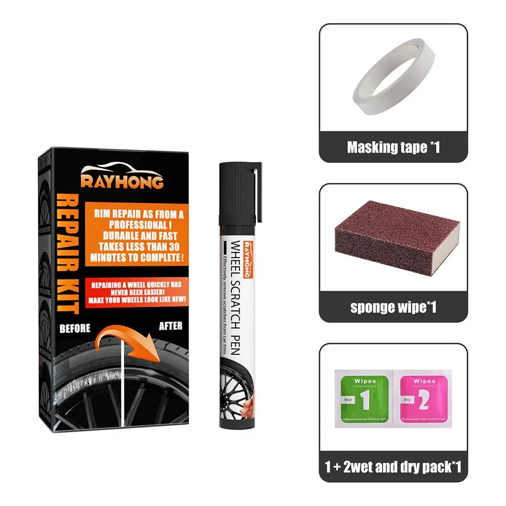 

Universal Black Paint Car Alloy Wheel Repair Adhesive Kit General Purpose Black Paint Fix Tool For Car Auto Rim Dent Scratc H9H9