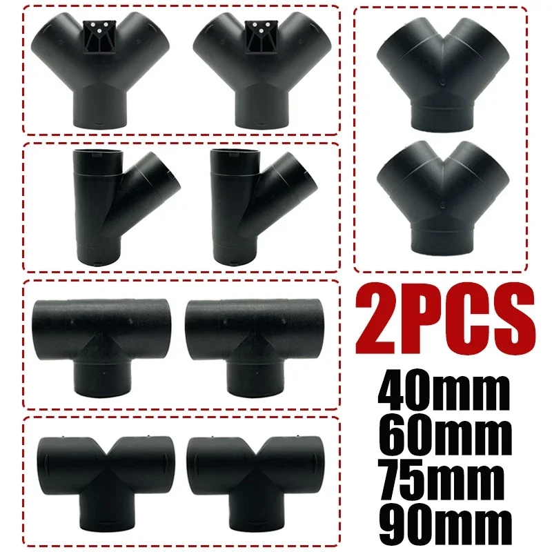 Air Vent Ducting T Piece Y Branch Pipe Connector Joiner Splitter 2X 42/60/75/90mm for Webasto Eberspaecher Diesel Parking Heater Diesel Heater Exhaust Pipe Air Diesel Heater Duct Pipe Air Diesel Heater Diesel Heater Heater Duct Connector Air Heater Exhaust Connector